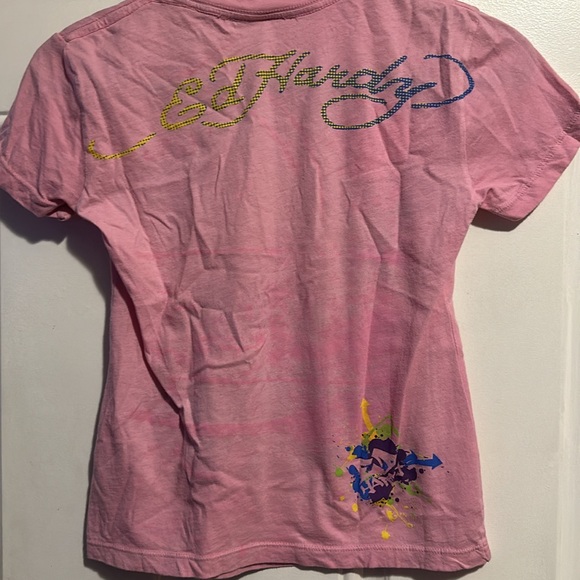 Ed Hardy Kids Sz M NWT $62 Pink Tshirt graffiti skull - Picture 6 of 6